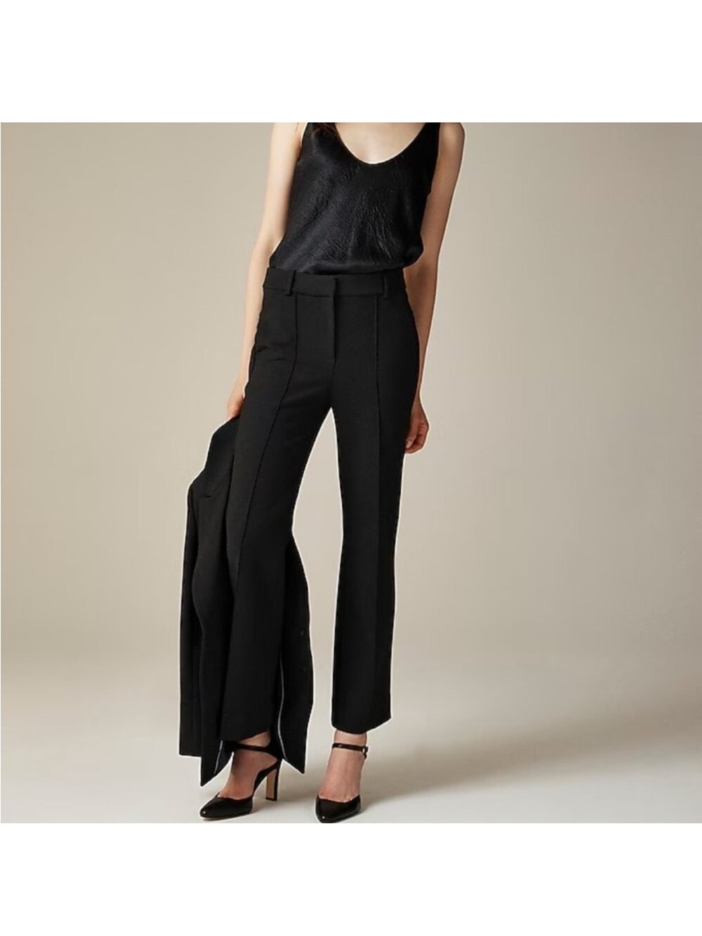 NWT J.Crew Carreman Cropped Natalia Pants Four-Season Stretch Black #CC482